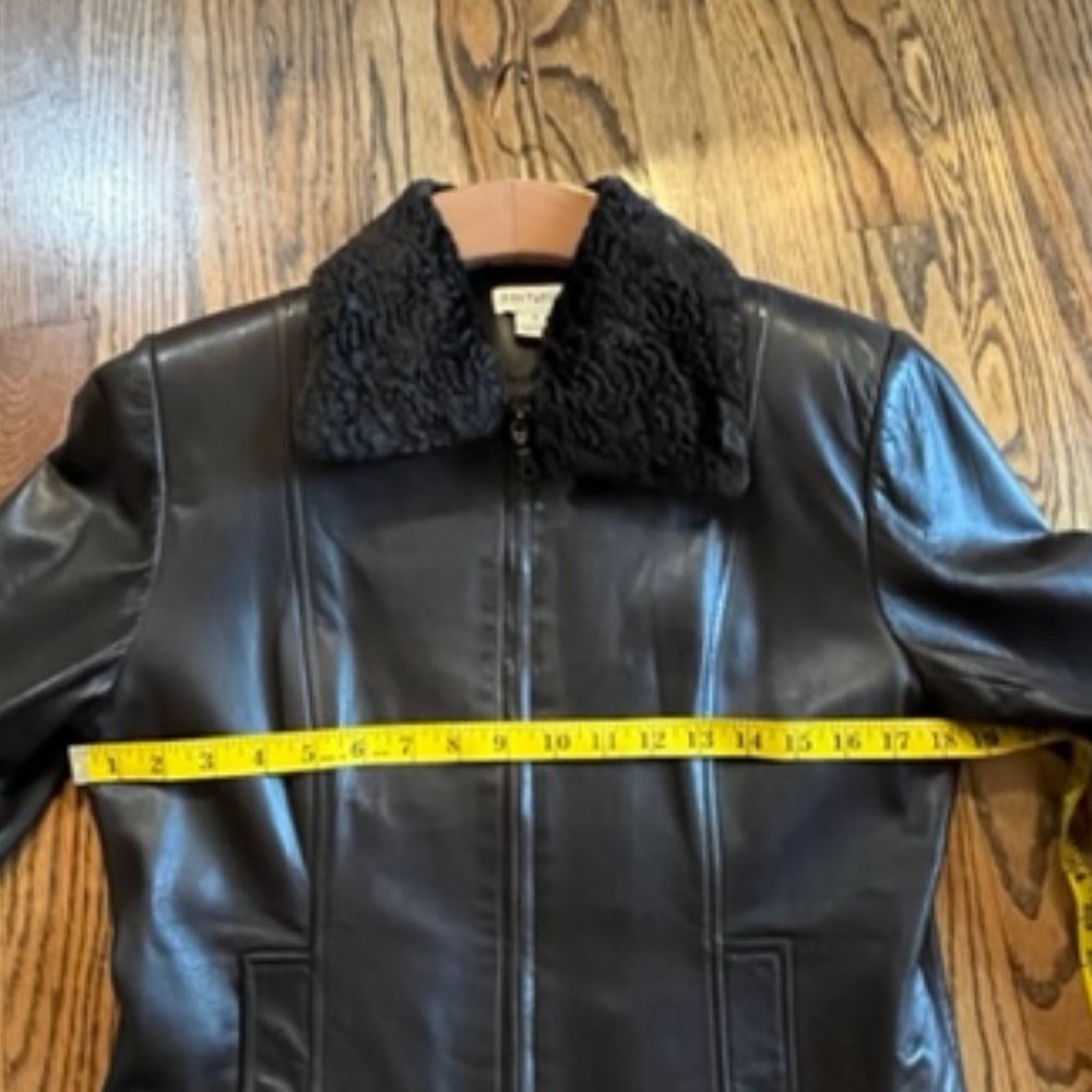 Ann Taylor 100% super soft leather zip jacket detachable collar women small